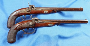 Pair of Large Belgium Dueling Pistols c1840