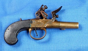 European Brass Pocket Flintlock Pistol c1800